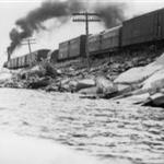 A train on the causeway in 1949